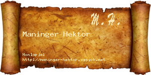 Maninger Hektor névjegykártya